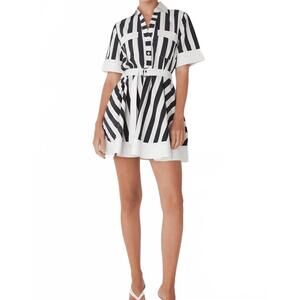 NEW JS71 yana short cotton dress in black/white stripe